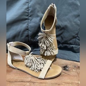 Sole Society tan fringe sandals